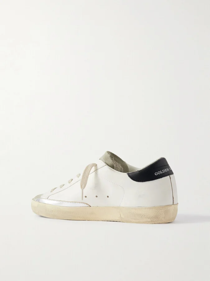 Golden Goose - Super-star Distressed Leather And Suede Sneakers - White - Image 3