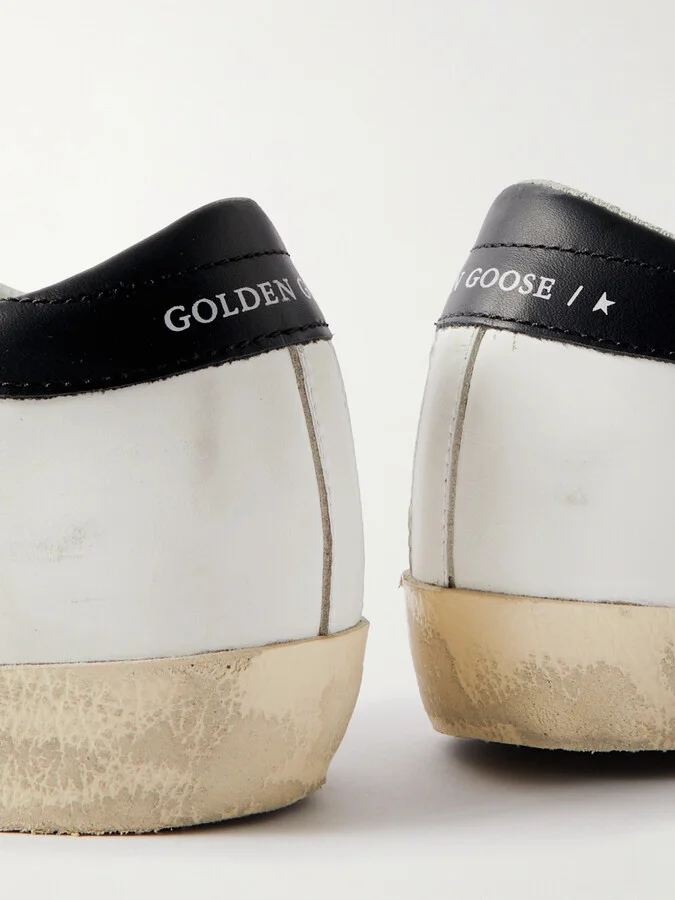 Golden Goose - Super-star Distressed Leather And Suede Sneakers - White - Image 4