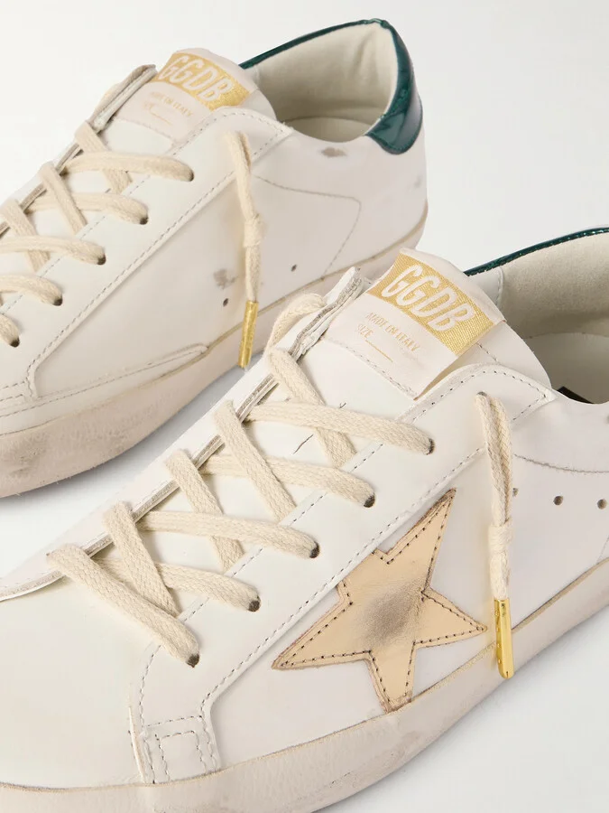 Golden Goose - Super-star Distressed Leather Sneakers - White - Image 4