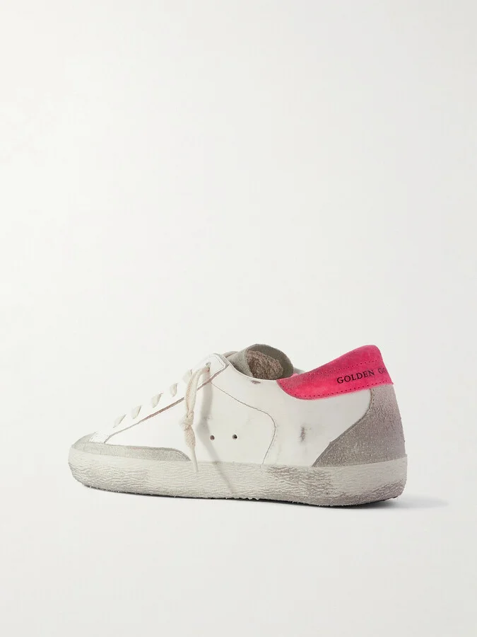 Golden Goose - Super-star Distressed Suede-trimmed Leather Sneakers - White - Image 3