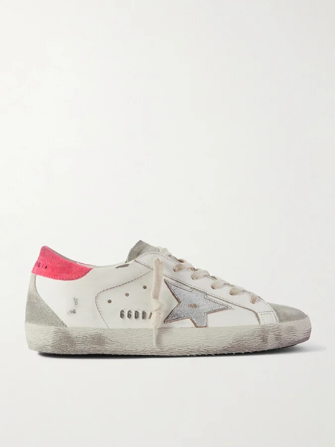 Golden Goose - Super-star Distressed Suede-trimmed Leather Sneakers - White