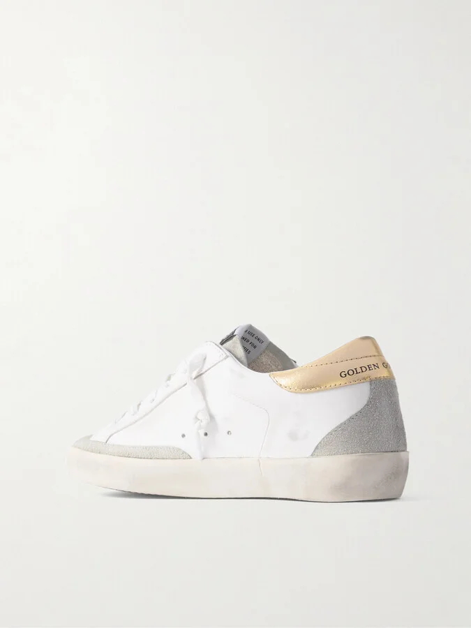 Golden Goose - Super-star Embellished Distressed Suede And Leather Sneakers - White - Image 3