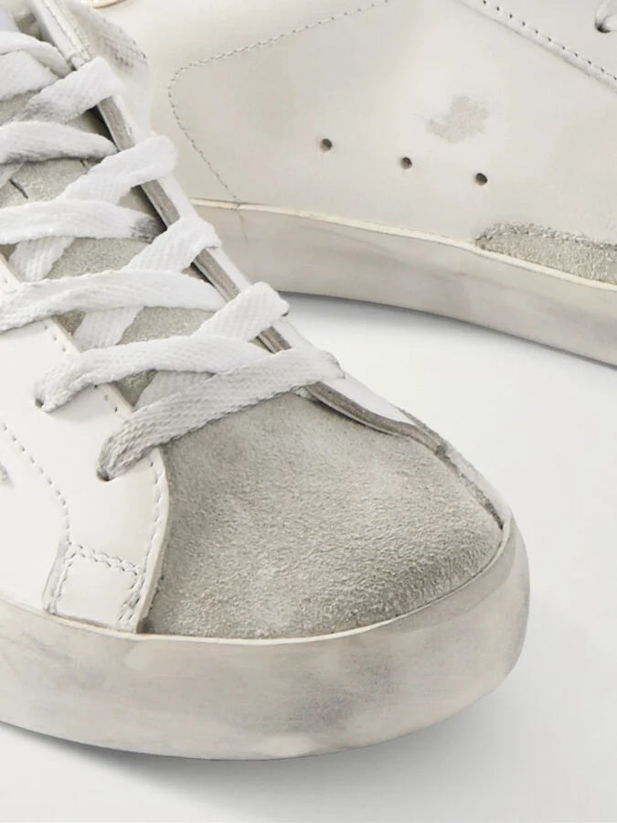 Golden Goose - Super-star Embellished Distressed Suede And Leather Sneakers - White - Image 4