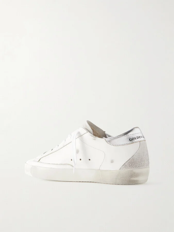 Golden Goose - Super-star Embellished Distressed Suede-trimmed Leather Sneakers - White - Image 3