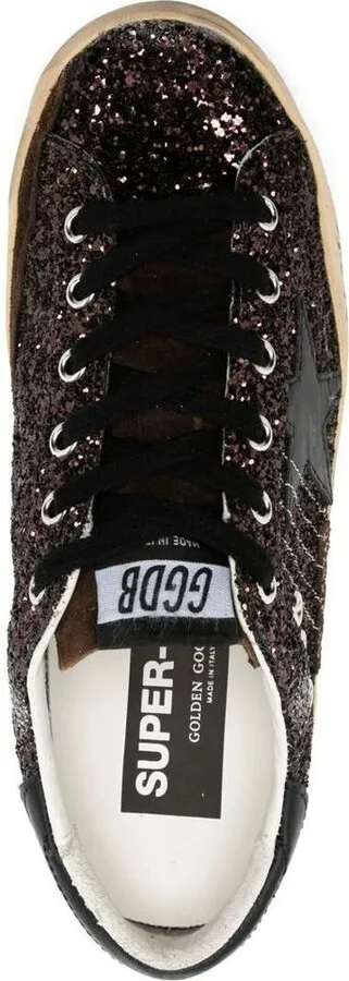 Golden Goose "Super Star" Glitter Upper Suede Tongue Leather Star And Heel Signature Foxing Shoes - Image 2