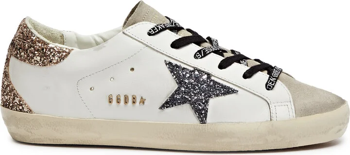 Golden Goose Super-star Glittered Leather Sneakers