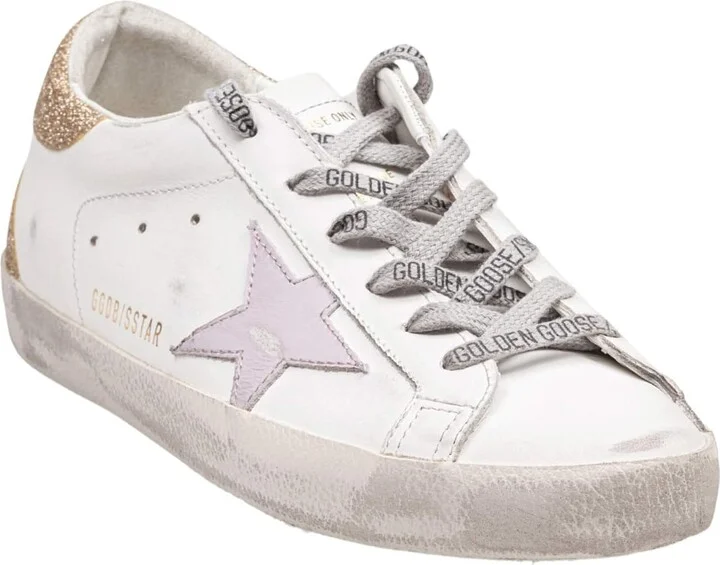 Golden Goose Super Star In Leather With Platinum Glitter Heel - Image 2