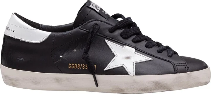 Golden Goose Super Star Leather Sneakers Black And White