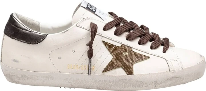Golden Goose Super Star Leather Sneakers White And Green