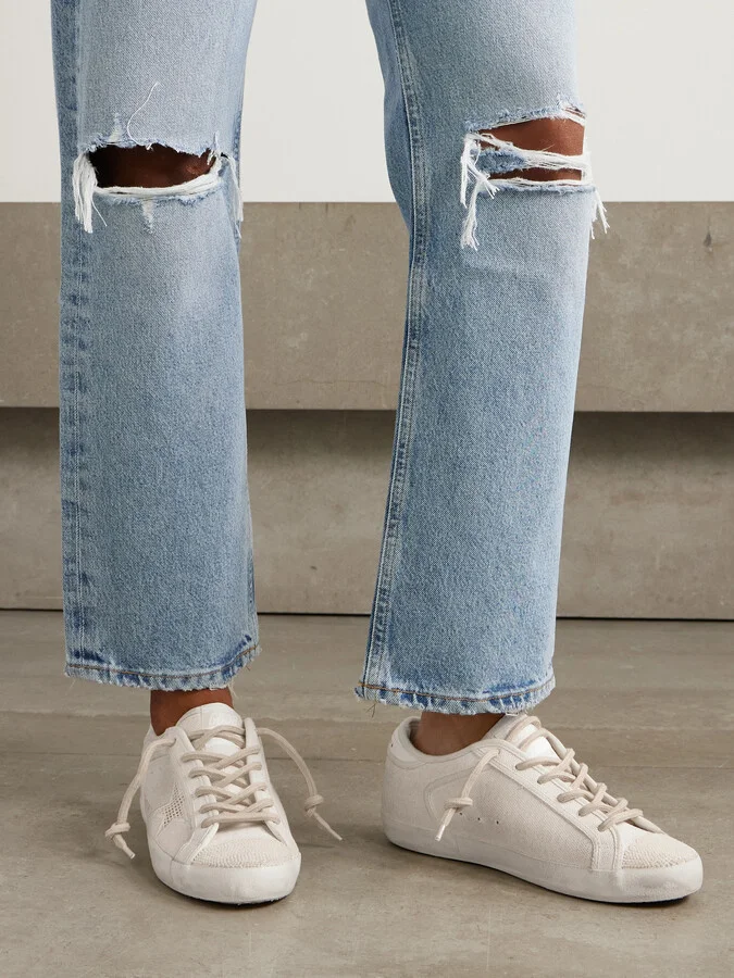 Golden Goose - Super-star Leather-trimmed Bead-embellished Canvas Sneakers - Off-white - Image 2