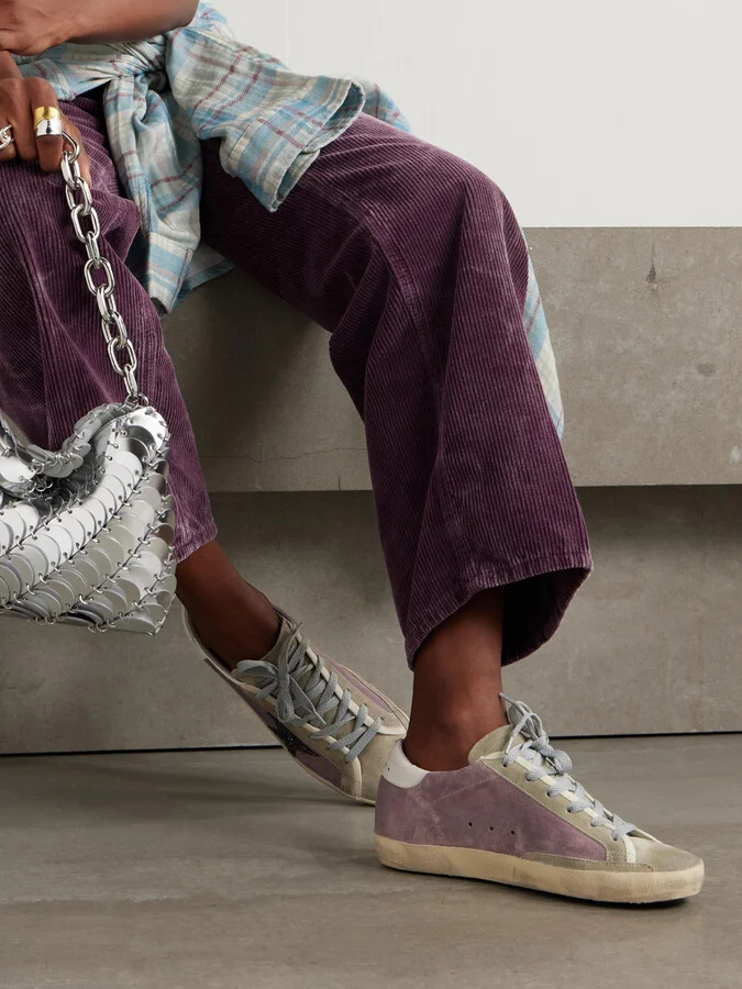 Golden Goose - Super-star Leather-trimmed Distressed Glittered Suede Sneakers - Pink - Image 2