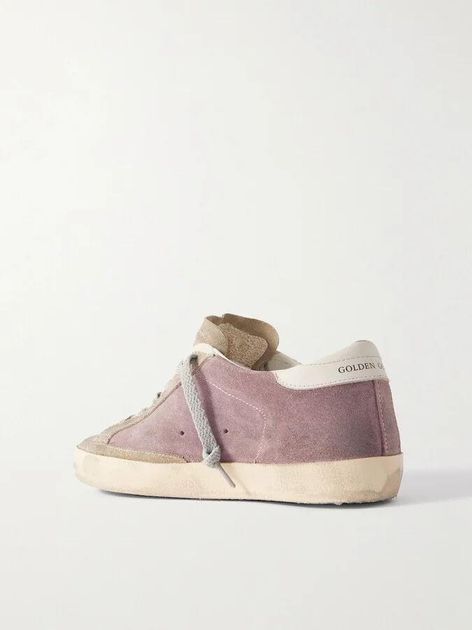Golden Goose - Super-star Leather-trimmed Distressed Glittered Suede Sneakers - Pink - Image 3