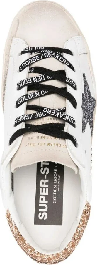Golden Goose "Super Star" Leather Upper Glitter Star Heel And Spur Metal Lettering Shoes - Image 2