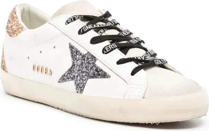 Golden Goose "Super Star" Leather Upper Glitter Star Heel And Spur Metal Lettering Shoes - Image 4