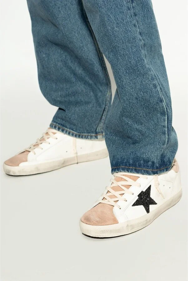 Golden Goose Super Star Leather Upper Glitter Star Leather Heel Suede Toe Shoes - Image 6
