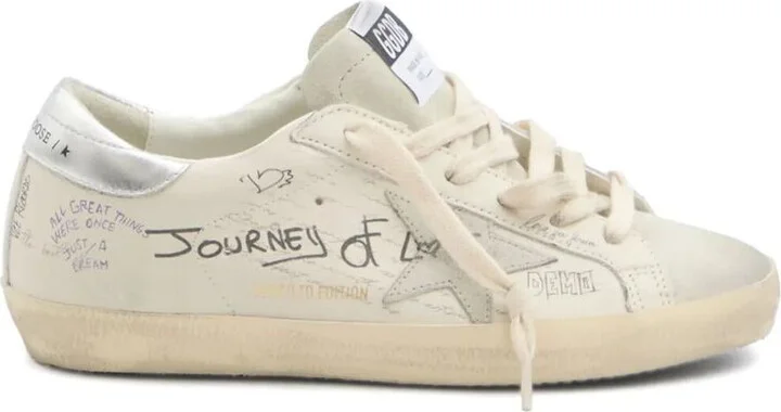 Golden Goose Super Star Leather Upper Suede Star And Toe Laminated Leather Heel Shoes