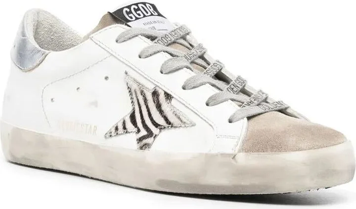 Golden Goose "Super Star" Leather Upper Suede Toe Zebra Horsy Star Laminated Heel Shoes - Image 3