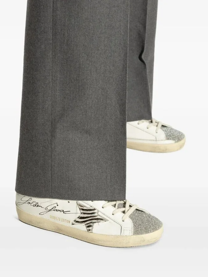 Golden Goose "Super Star" Leather Upper With Signature Crystal Toe And Tongue Zebra Horsy Star Laminated Heel Shoes - Image 2