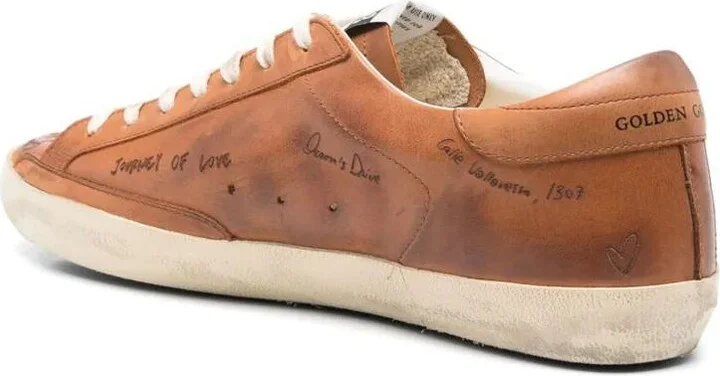 Golden Goose "Super Star" Letaher Upper With Jorney Print Forated Star Sneakers Shoes - Image 4