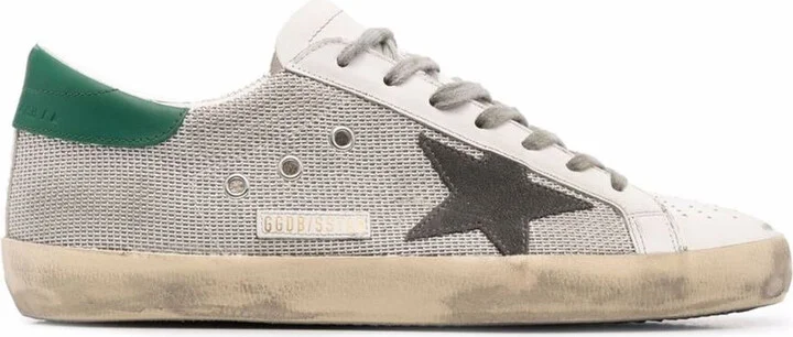 Golden Goose Super-Star Net Upper Forated Leather Toe Suede Star Leather Heel Shoes