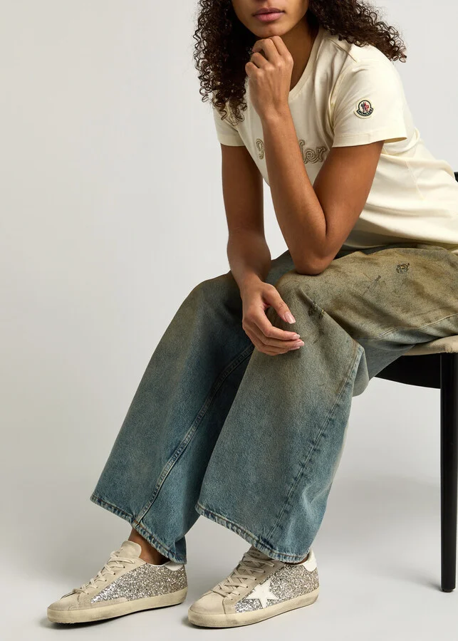 Golden Goose Super-star Panelled Glittered Sneakers - Image 5