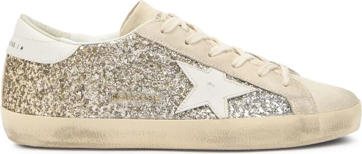 Golden Goose Super-star Panelled Glittered Sneakers