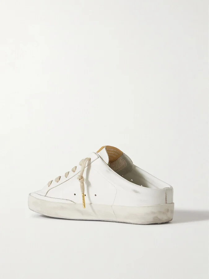 Golden Goose - Super-star Sabot Distressed Embellished Leather Slip-on Sneakers - Off-white - Image 3