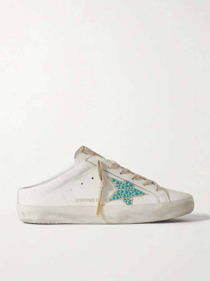 Golden Goose - Super-star Sabot Distressed Embellished Leather Slip-on Sneakers - Off-white