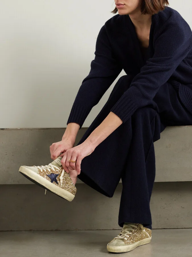 Golden Goose - Super-star Sabot Distressed Leather-trimmed Glittered Suede Slip-on Sneakers - IT35 - Image 2
