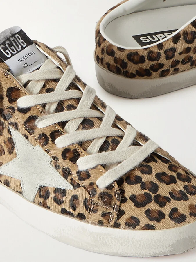 Golden Goose - Super-star Sabot Distressed Leopard-print Calf Hair Slip-on Sneakers - Brown - Image 4