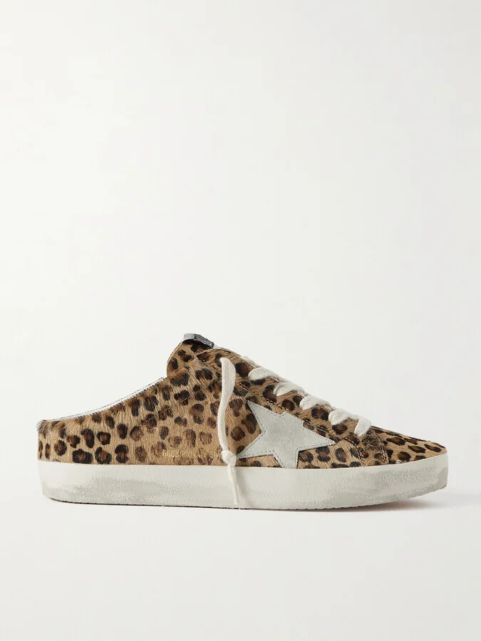 Golden Goose - Super-star Sabot Distressed Leopard-print Calf Hair Slip-on Sneakers - Brown