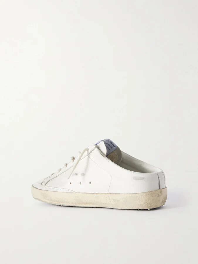 Golden Goose - Super-star Sabot Distressed Suede-trimmed Leather Slip-on Sneakers - White - Image 3