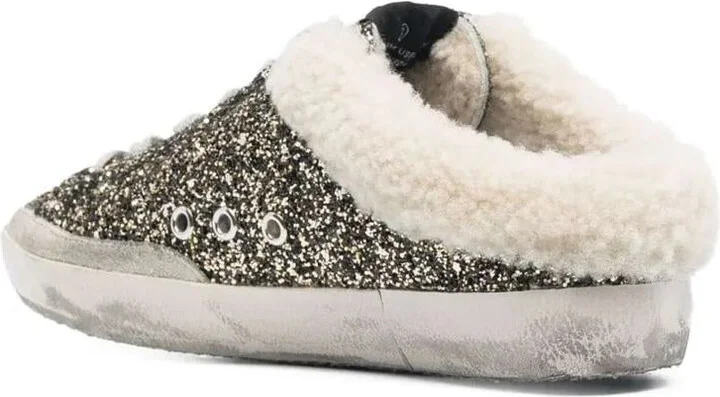 Golden Goose Super-Star Sabot Glitter Upper Suede Star Shearling Lining