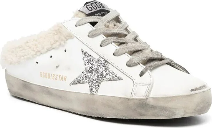 Golden Goose Super-Star Sabot Leather Upper Glitter Star Shearling Lining - Image 2
