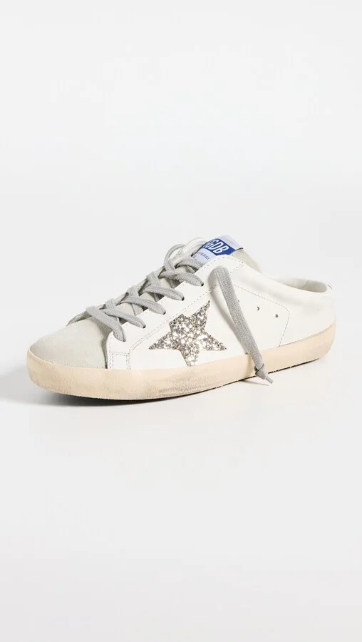 Golden Goose Super Star Sabot Leather Upper Suede Glitter Sneakers - Image 2