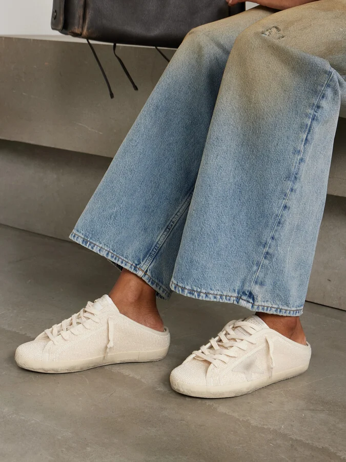 Golden Goose - Super-star Sabot Suede-trimmed Bead-embellished Canvas Slip-on Sneakers - Cream - Image 2