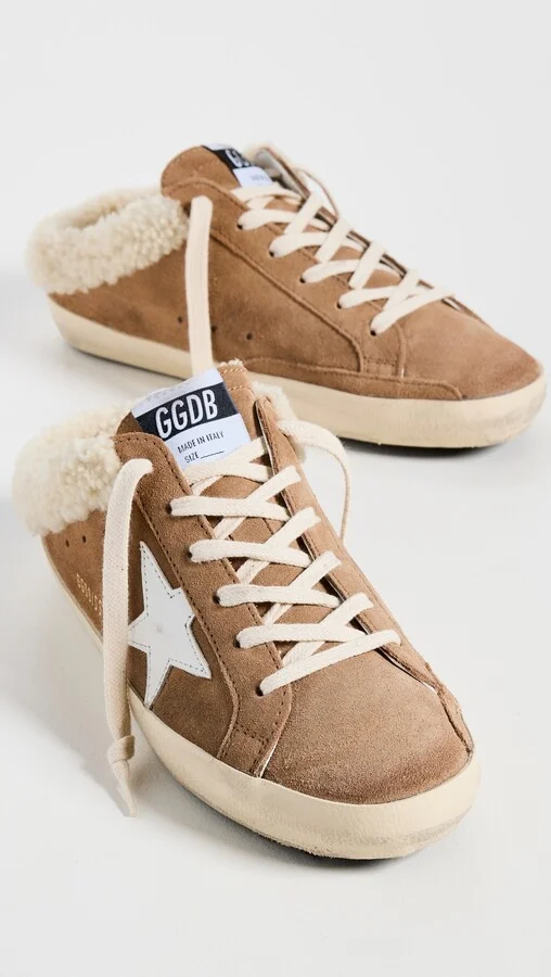 Golden Goose Super-Star Sabot Suede Upper Leather Star Shearling Lining Sneakers - Image 3