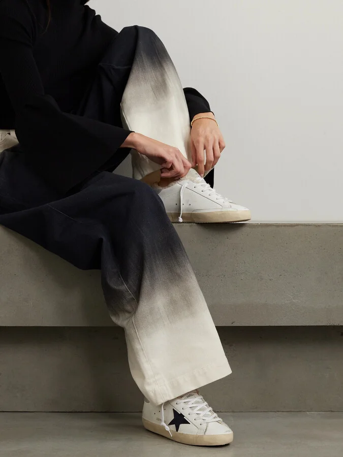 Golden Goose - Super-star Shearling-lined Distressed Suede And Leather Sneakers - White - Image 2