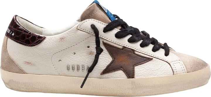 Golden Goose Super Star Sneakers In Leather And Suede Color Beige And Brown