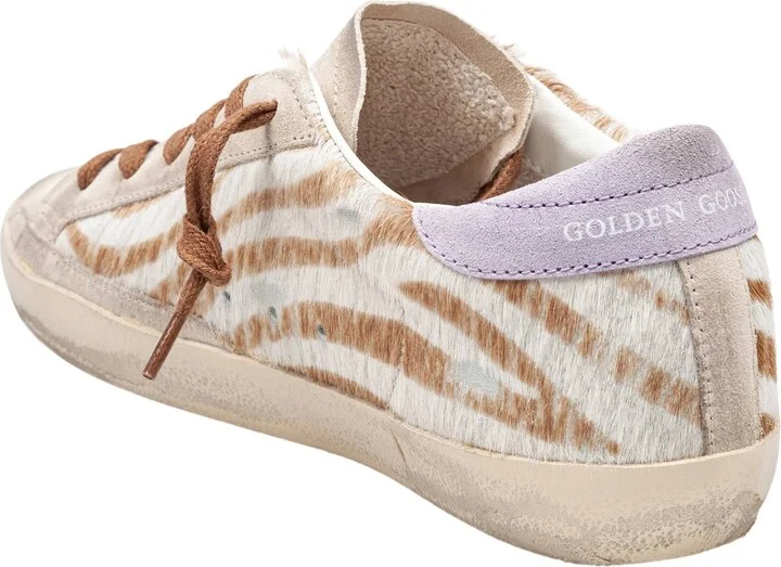 Golden Goose Super Star Sneakers In Suede And Ponyskin Zebra Print - Image 4