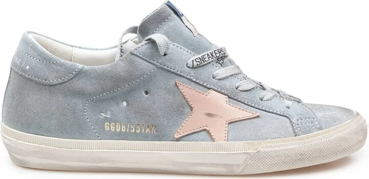 Golden Goose Super Star Sneakers In Suede Grey/pink