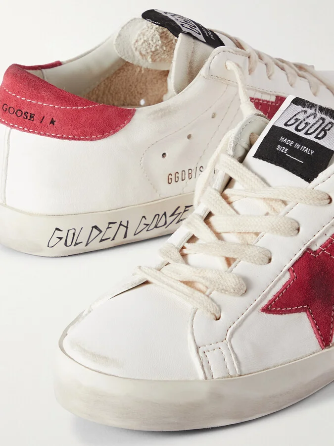 Golden Goose - Super-star Suede-trimmed Distressed Leather Sneakers - Cream - Image 4