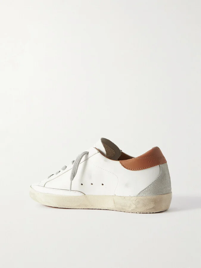 Golden Goose - Super-star Suede-trimmed Distressed Leather Sneakers - White - Image 3