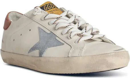 Golden Goose 'Super-Star' White Leather Sneakers With Grey Suede Star And Brown Heel - Image 2