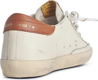 Golden Goose 'Super-Star' White Leather Sneakers With Grey Suede Star And Brown Heel - Image 3