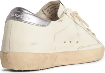 Golden Goose Super-Star' Woman In White Leather With Glitter Star And Silver Heel - Image 3