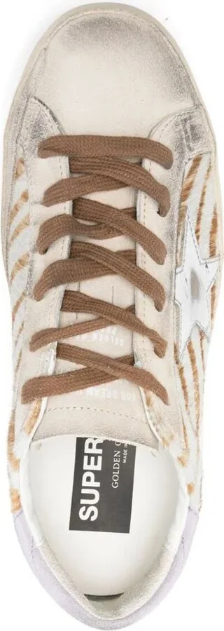 Golden Goose "Super Star" Zebra Horsy Upper Suede Toe And Heel Laminated Star Shoes - Image 4