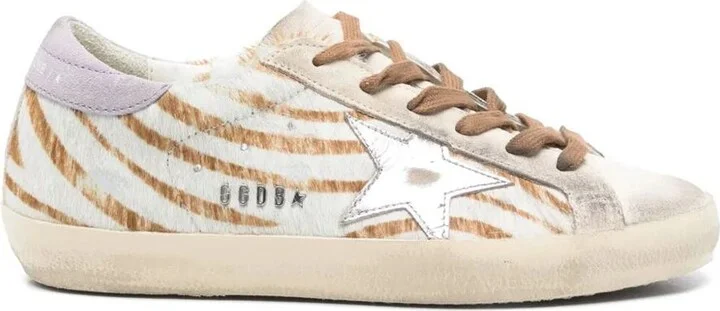 Golden Goose "Super Star" Zebra Horsy Upper Suede Toe And Heel Laminated Star Shoes