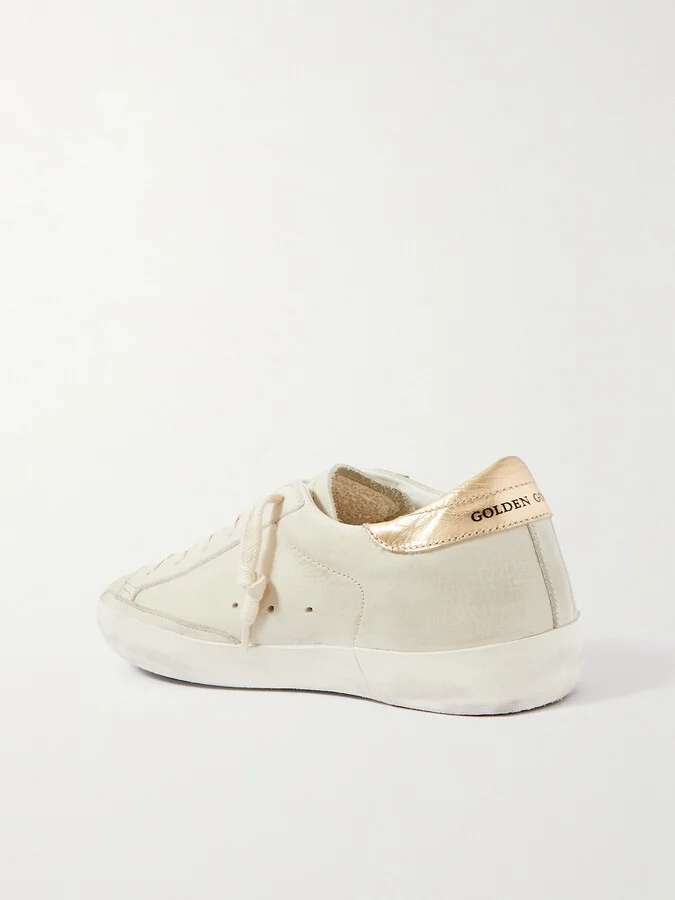 Golden Goose - Superstar Crystal-embellished Distressed Leather Sneakers - Off-white - Image 3