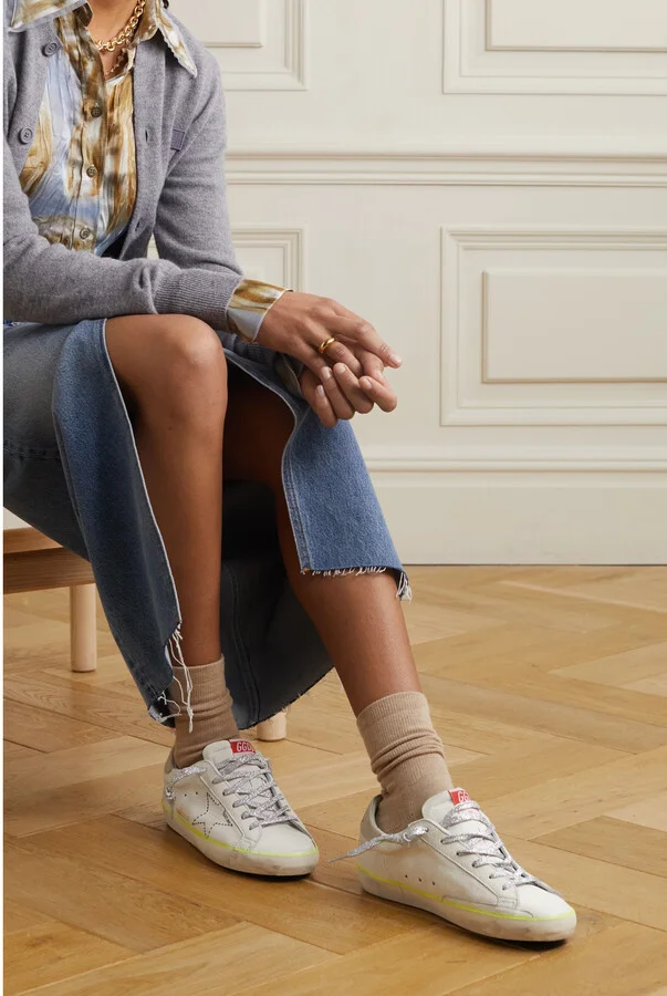 Golden Goose - Superstar Distressed Embroidered Textured-leather Sneakers - White - Image 2